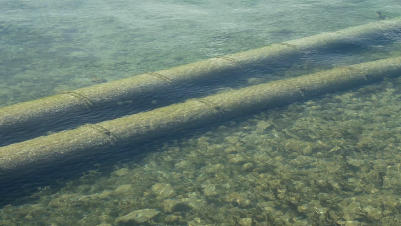 Underwater pipes in shallow waters