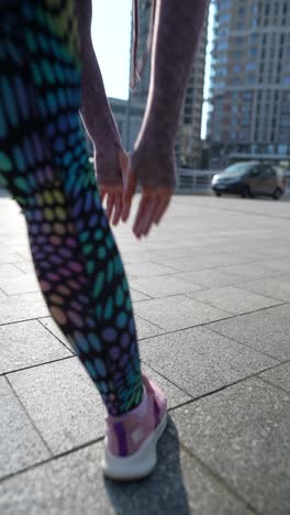 woman stretching outdoors