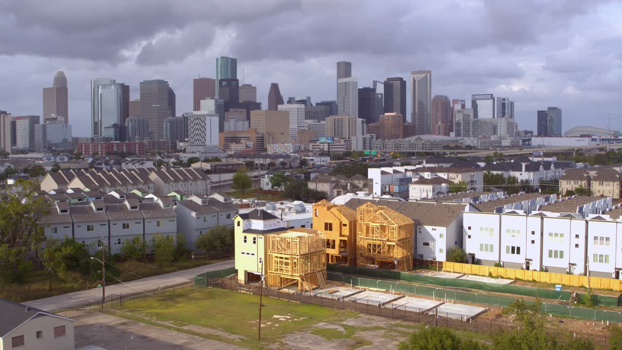 Houston City Skyline with Residential Development and Construction