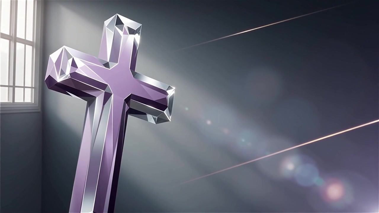 Croce Cristiana Luce Celestiale Sfondo per il Culto.
