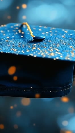 graduation cap and sparkles. a graduation cap floats in the air, surrounded by sparkling lights, symbolizing achievement and success.