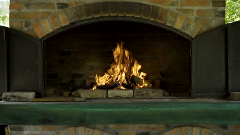 barbecue fireplace, burned for a grill