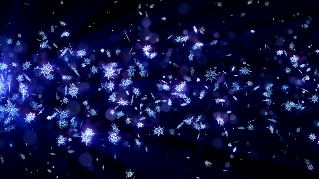 Skinnende vintersymbol med vakre snøflak. Virvel av snø som spinner. Vintermønster. Vakre dansende snøflak. Abstrakt løkkeanimasjon