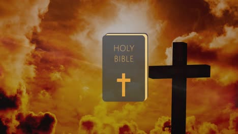 Video-of-crucifix-over-holy-bible-on-landscape