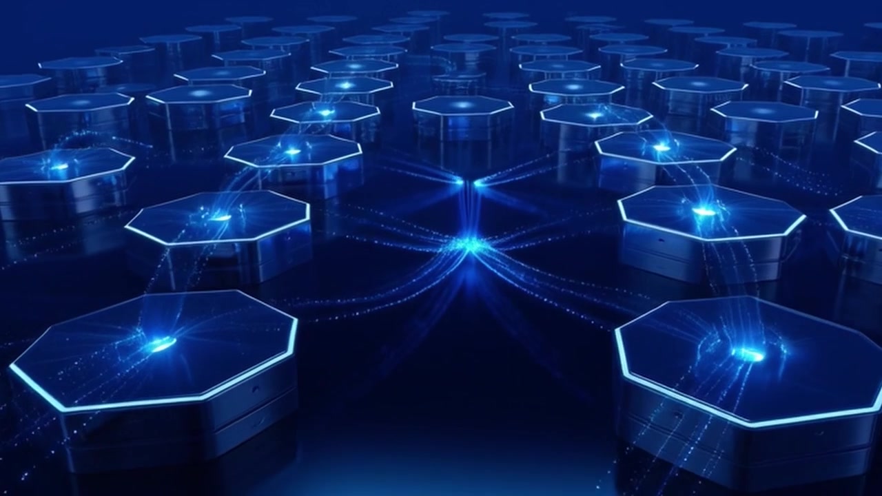 Digital Network Connecting Hexagonal Data Nodes in Abstract Cyberspace