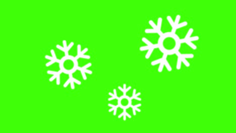 animación de un icono de nieve en una pantalla verde