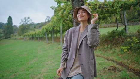 woman in a vineyard