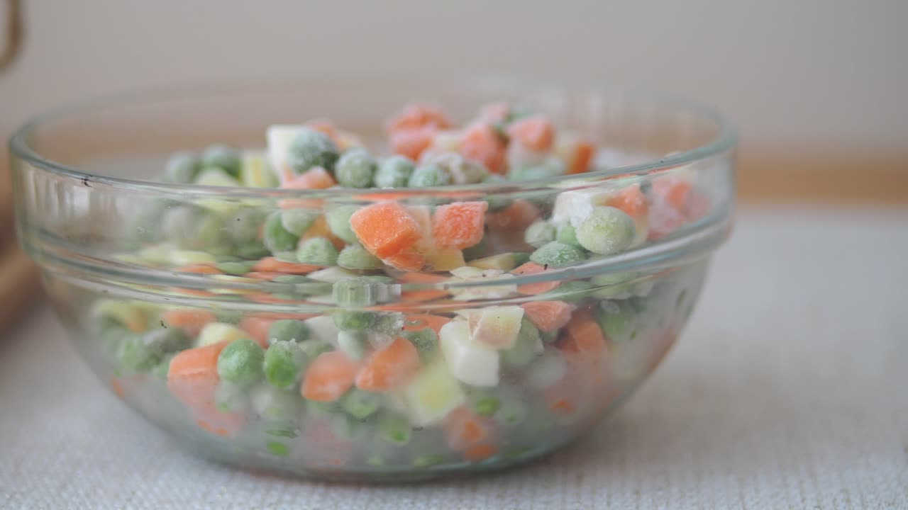 Bowl of Frozen Mixed Vegetables