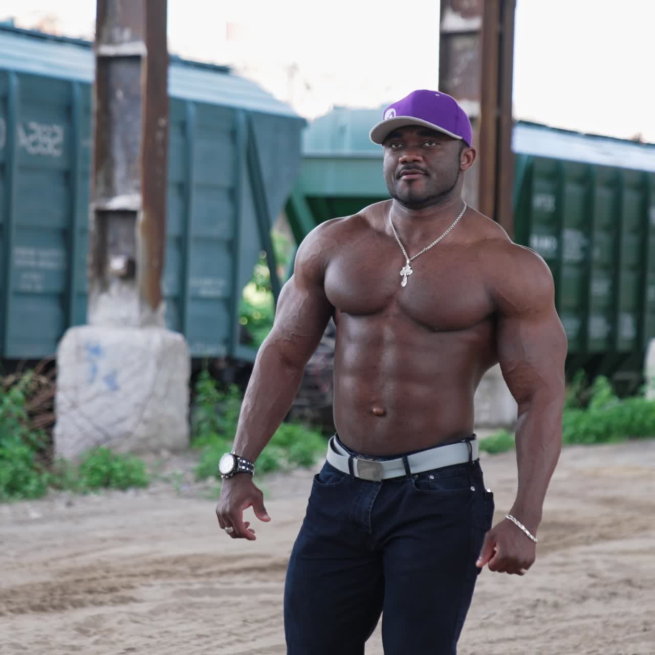 African man with muscular body. Sexy macho man with muscular body