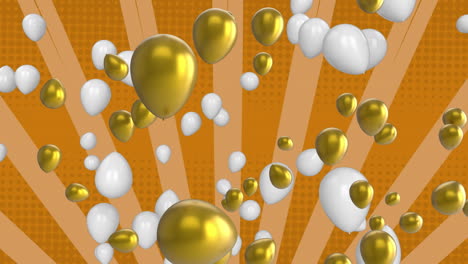 animación de globos sobre un fondo naranja