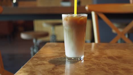 iced latte in a cafe