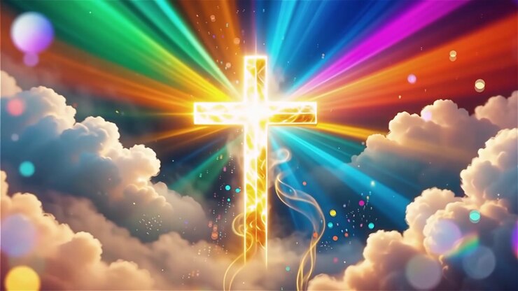 Christian Cross Heavenly Light Worship Background