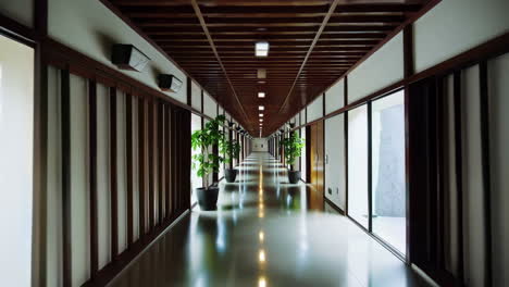 long, empty japanese-inspired corridor
