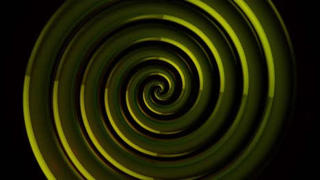 endless spinning futuristic spiral of yellow color on black background, seamless loop. animation. abstract hypnotic helix rotating endlessly