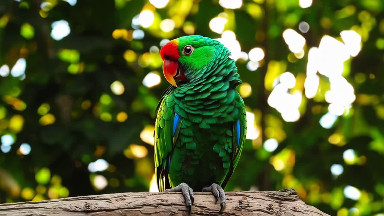 Vibrant Green Parrot Perched on a Branch
