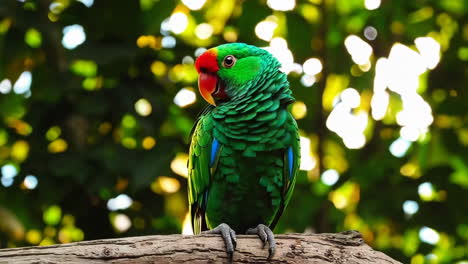 vibrant green parrot perched on a branch