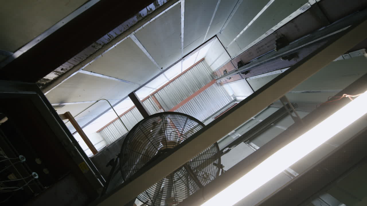 Low Angle View of Industrial Fan and Ventilation System