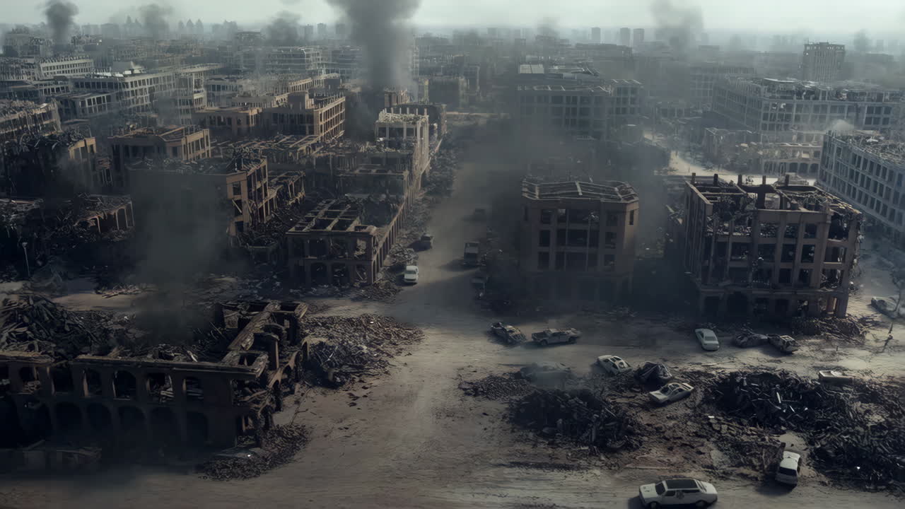 Devastated Cityscape After Destruction