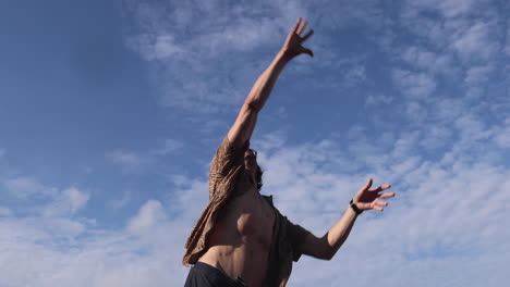 sportsman playing beach volleyball.