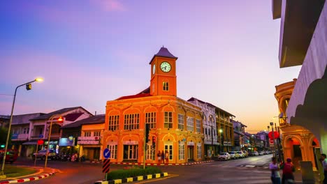timelapse phuket old town with sino portuguese style ,thailand