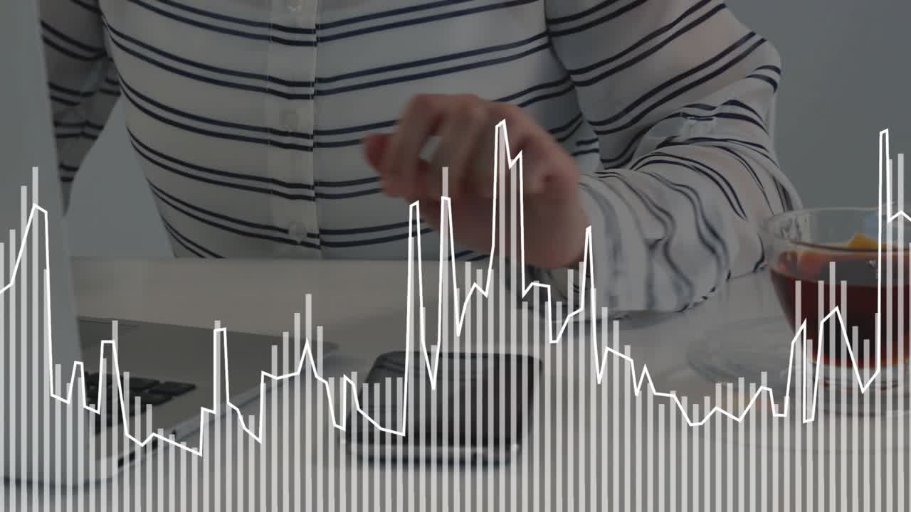 Professional tapping smartphone and starting audio playback and viewing pulsing waveform in IT demo