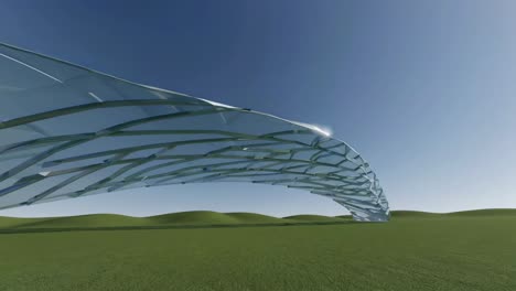 modern glass structure in a landscape