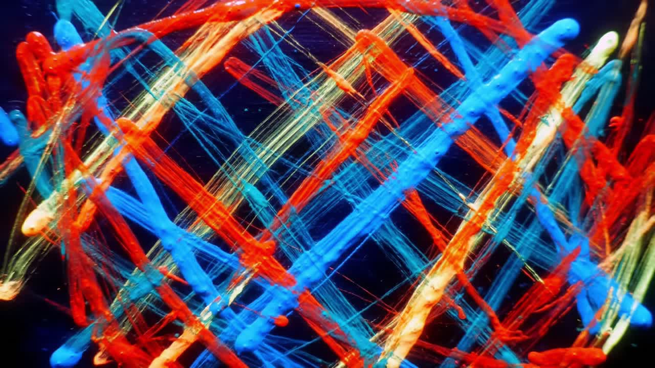 Abstract Painting with Diagonal Lines and Vibrant Colors