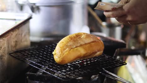 sequence of toasting and preparing a sandwich