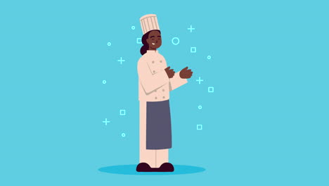 afro mujer chef animación de personajes profesionales
