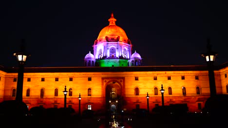 hermosa vista nocturna del rashtrapati bhavan