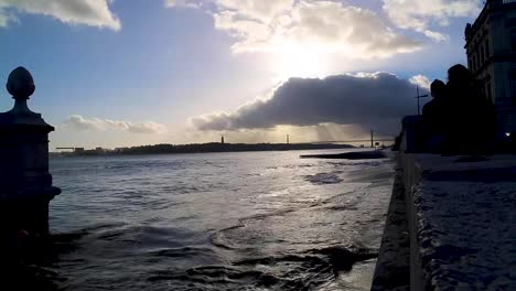 river beach tagus river in lisbon, portugal