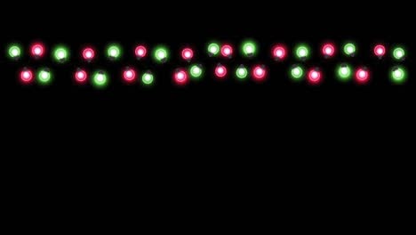 Animation colorful light garland frame isolate on black background.
