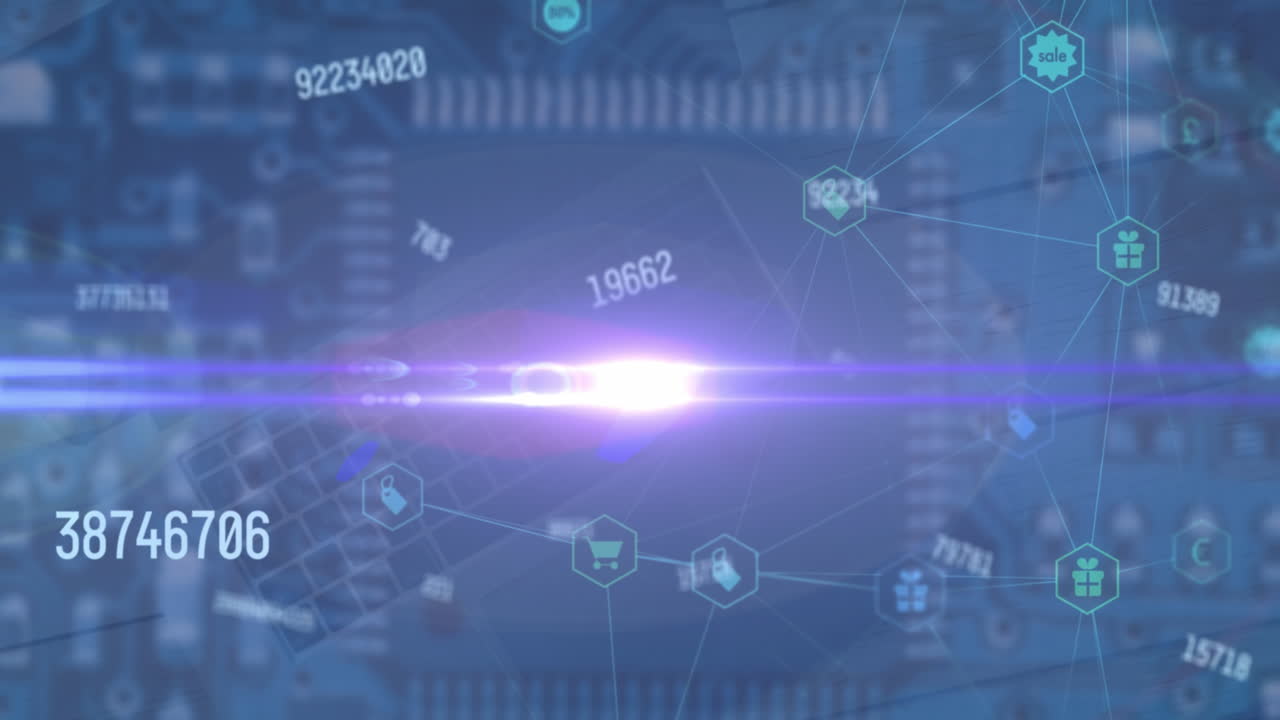 컴퓨팅 보드 위의 데이터 처리 및 아이콘의 애니메이션