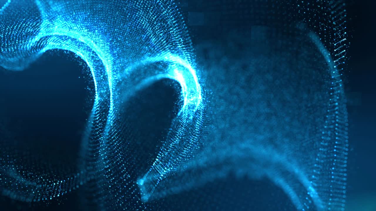 color azul flujo de partículas digitales concepto de fondo de movimiento futuro