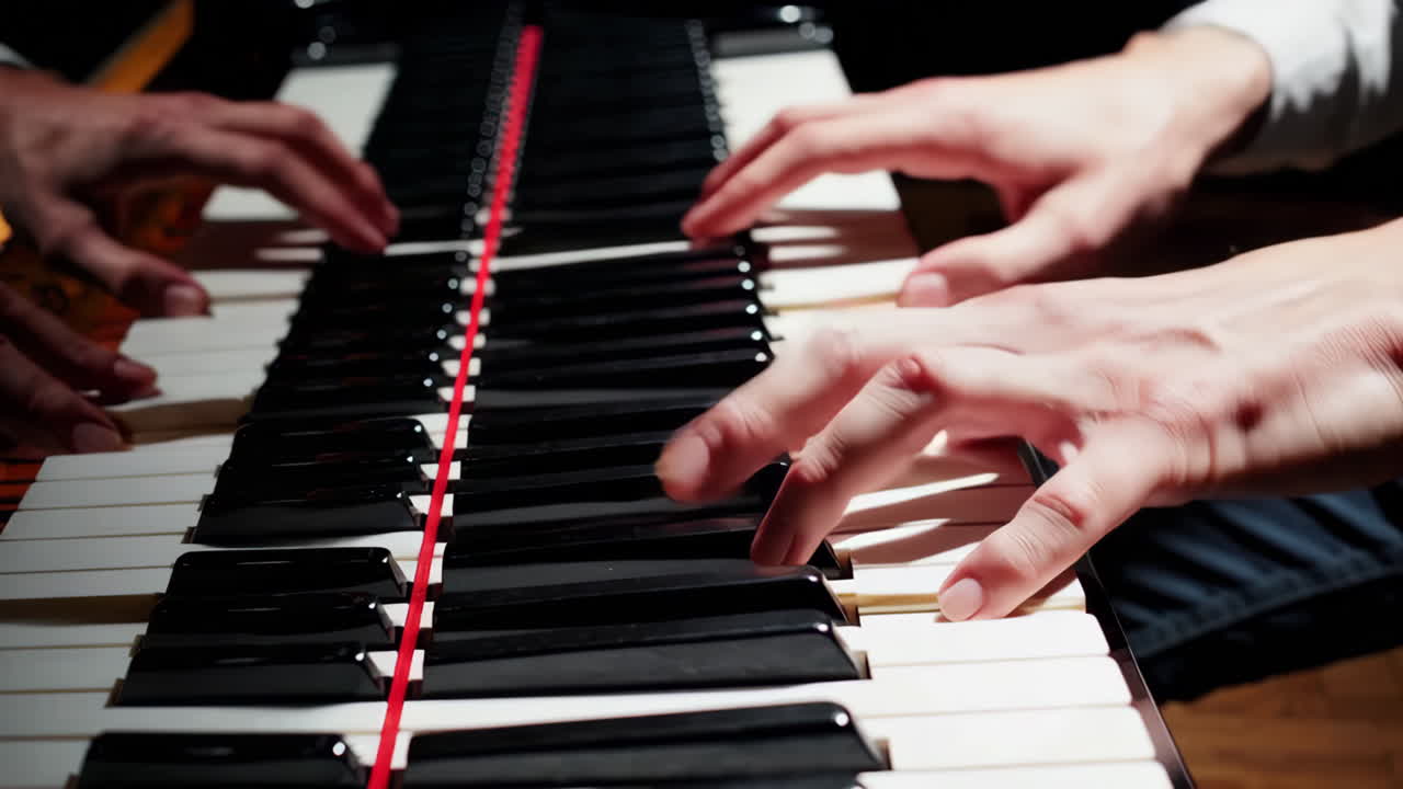 Two Hands Playing Piano