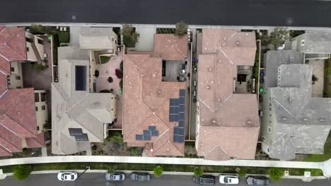 birdseye aerial, solar panel on roof of tustin home, house in neighborhood