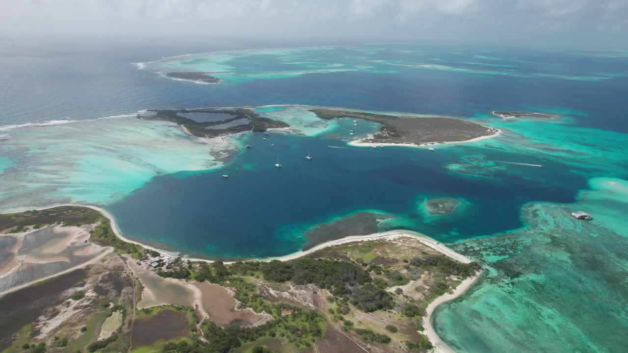 Aerial View of Los Roques Archipelago, Turquoise Water and Islands