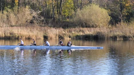 four ladies rowing on the river dee in aberdeen scotland