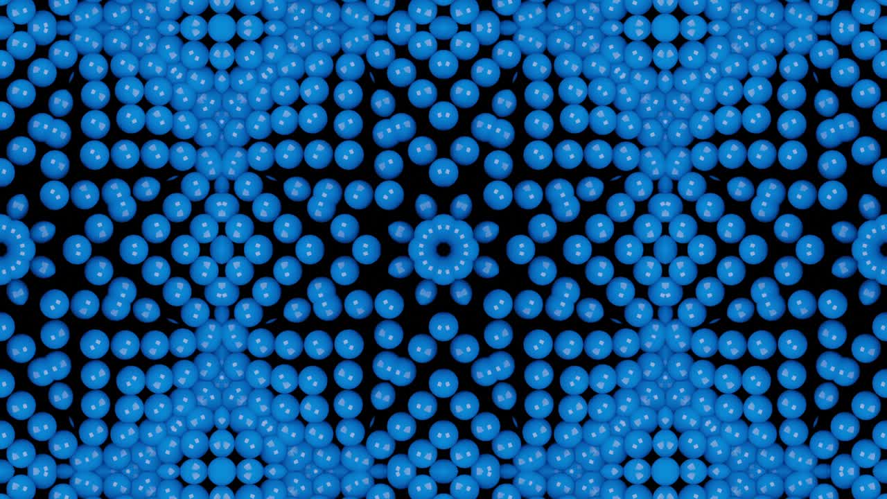Abstract animated mosaic with 3d rendered objects. Simple seamless loop motion graphic background with 3d balls