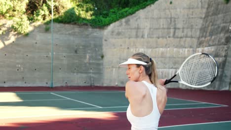 active sportswoman playing tennis