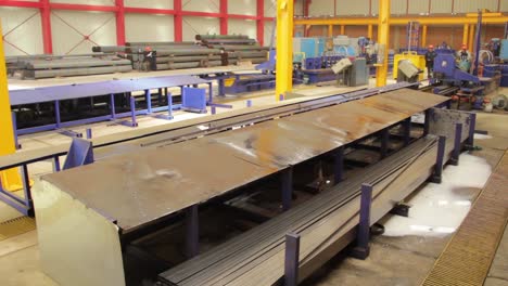 overhead cranes in a steel warehouse