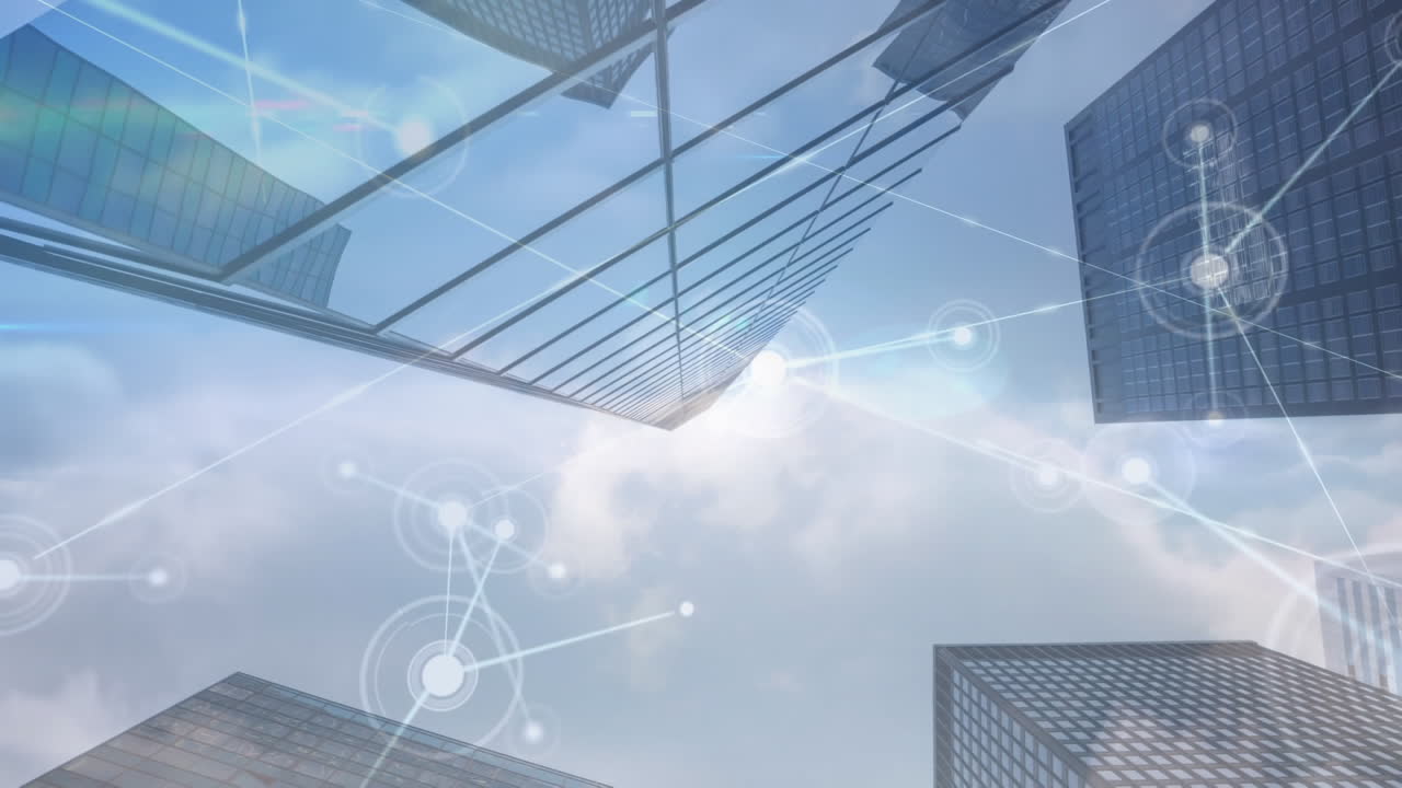 도시 풍경에 대한 연결 네트워크의 애니메이션