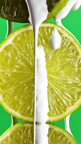 lime slices with pouring milk