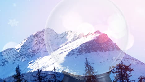 animación de puntos brillantes de luz sobre el paisaje rural de invierno