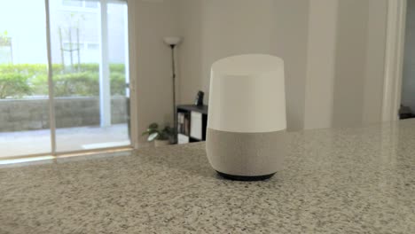 voice controlled speaker turns off a light in a smart home