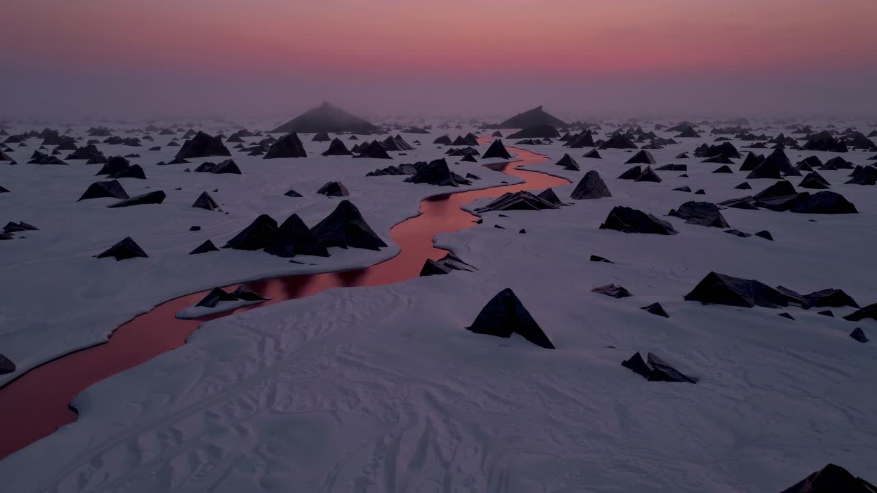 Alien Pyramid Landscape at Dawn