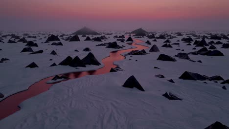 alien pyramid landscape at dawn