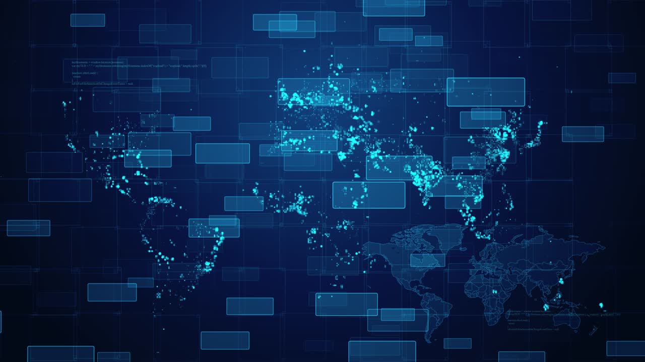 4k abstract digital clouds earth animation loop background social future technology business network