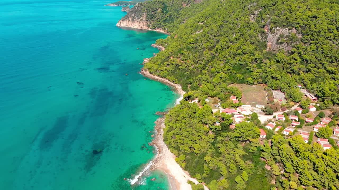 Drone Fly Over Beautiful Beach In Greece
