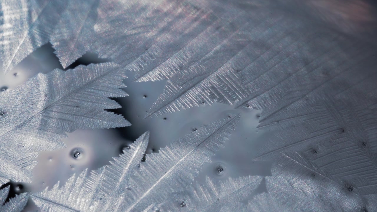 Scatto macro di una bolla congelata con motivo di cristalli di ghiaccio